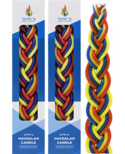 Havdalah Candle Handcrafted Havdala Candle (Multi Color Red/White/Blue, 2-Pack)