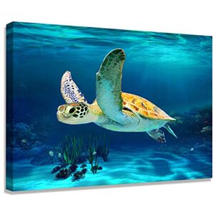 Bathroom decoration Beach decoration Turtle Art Beach bathroom decoration Turtle picture artwork Marine decoration Canvas printing canvas wall art Hawaiian decoration Frame printing bedroom ready