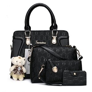 women’s fashion handbags tote bags shoulder bag top handle satchel purse set 4pcs