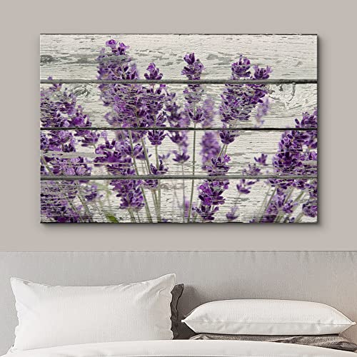 wall26 Canvas Print Wall Art Bouquet of Lavender Flowers on Wood Panels Floral Flower Photography Modern Art Rustic Scenic Relax/Calm Multicolor for Living Room, Bedroom, Office - 16"x24"