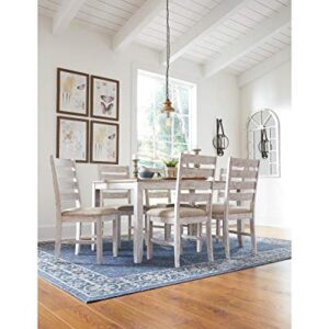 Signature Design by Ashley Skempton Cottage Dining Room Table Set with 6 Upholstered Chairs, Whitewash, 60" x 36" x 30"