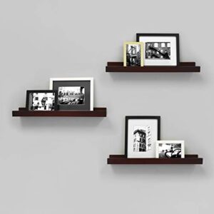 Kiera Grace Set of Four Edge Simple & Classic Decorative Engineered Wood Floating Wall-Mounted Picture Frame Shelves for Home, Room, & Office, 23" L x 4" W x 2" H, Brown