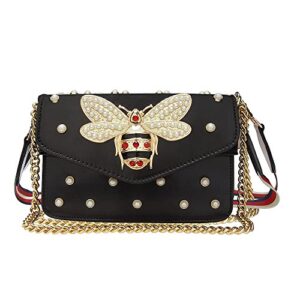 beatfull designer bee purse fashion crossbody purse with pearl for women pu leather shoulder bag clutch handbags