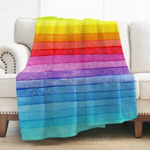 levens rainbow blanket colorful soft warm print throw blanket for girl women kids gift 50″x60″