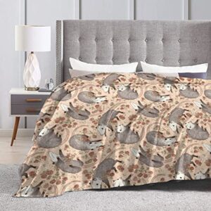 Befuddled Possums Flowers Micro Fleece Blanket Comfy Premium Flannel Fleece Blanket Comfortable Thermal Fleece Blankets Durable Pad Bed Cover Warm Sofa Blanket for All Season