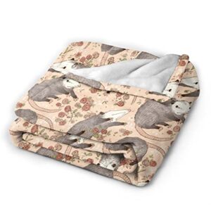 Befuddled Possums Flowers Micro Fleece Blanket Comfy Premium Flannel Fleece Blanket Comfortable Thermal Fleece Blankets Durable Pad Bed Cover Warm Sofa Blanket for All Season