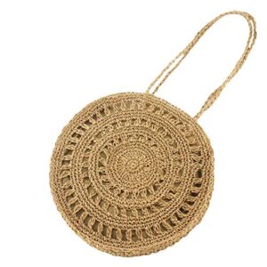 Women's Girl Boho Handwoven Rattan Straw Bag Shoulder Bag Handbag (Brown)