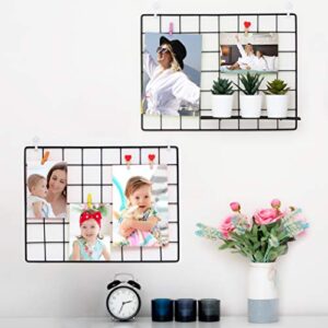 2 pack wire wall grid panel | photos & pictures display grid wall panels | black, magnetic & metal grid | wall grid organizer | photo grid | grid wire board | hanging home, office & kitchen decor