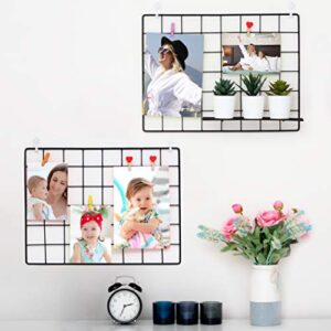 2 Pack Wire Wall Grid Panel | Photos & Pictures Display Grid Wall Panels | Black, Magnetic & Metal Grid | Wall Grid Organizer | Photo Grid | Grid Wire Board | Hanging Home, Office & Kitchen Decor