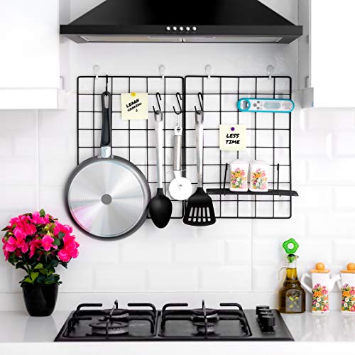 2 Pack Wire Wall Grid Panel | Photos & Pictures Display Grid Wall Panels | Black, Magnetic & Metal Grid | Wall Grid Organizer | Photo Grid | Grid Wire Board | Hanging Home, Office & Kitchen Decor