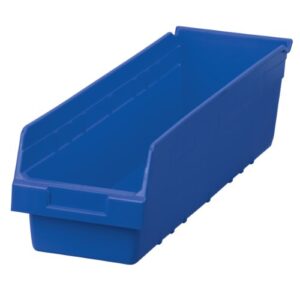 akro-mils 30094 plastic nesting shelfmax storage bin box, (24-inch x 6-inch x 6-inch), blue, (10-pack)