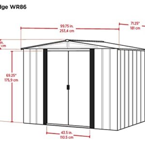 Arrow Shed WR86 Arrow Woodridge Low Gable Steel, Coffee/Woodgrain 8 x 6 ft. Storage Shed