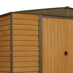 Arrow Shed WR86 Arrow Woodridge Low Gable Steel, Coffee/Woodgrain 8 x 6 ft. Storage Shed