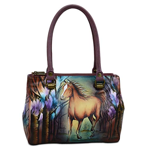 Anuschka Women's Genuine Leather Triple Compartment Medium Tote | Hand Painted Original Artwork | Free Spirit