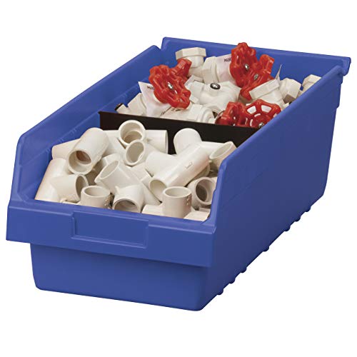 Akro-Mils 30088 Plastic Nesting ShelfMax Storage Bin Box, (18-Inch x 8-Inch x 6-Inch), Blue, (8-Pack)