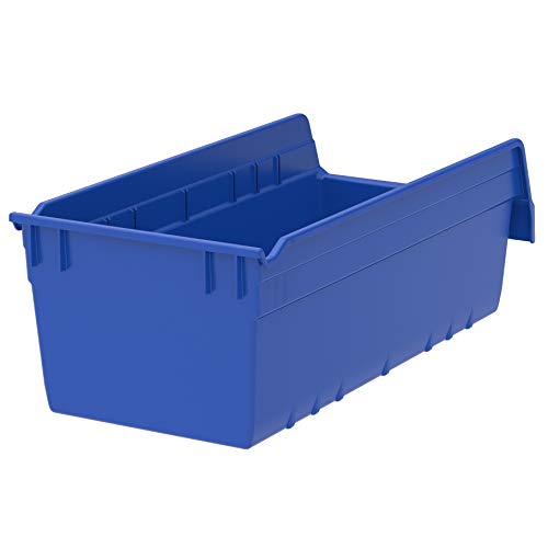 Akro-Mils 30088 Plastic Nesting ShelfMax Storage Bin Box, (18-Inch x 8-Inch x 6-Inch), Blue, (8-Pack)