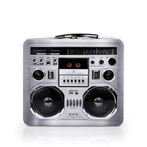 retro boombox radio lunchbox tin tote – 1980s inspired merchandise – novelty costume accessories and storage container – fun unique gifts for halloween, birthdays, holidays, graduation