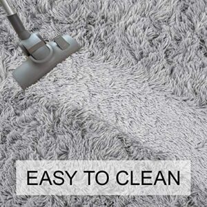 junovo Oval Fluffy Ultra Soft Area Rugs for Bedroom Plush Shaggy Carpet for Kids Room Bedside Nursery Mats, 2.6 x 5.3ft, Grey