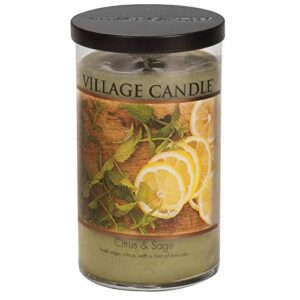 village candle citrus & sage large tumbler scented candle, 19 oz, green