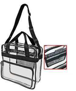bravo enterprise deluxe stadium approved clear tote bag adjustable shoulder padded strap handles