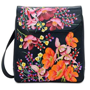 anuschka women’s genuine leather large convertible flap backpack – hand painted original artwork – moonlit meadow