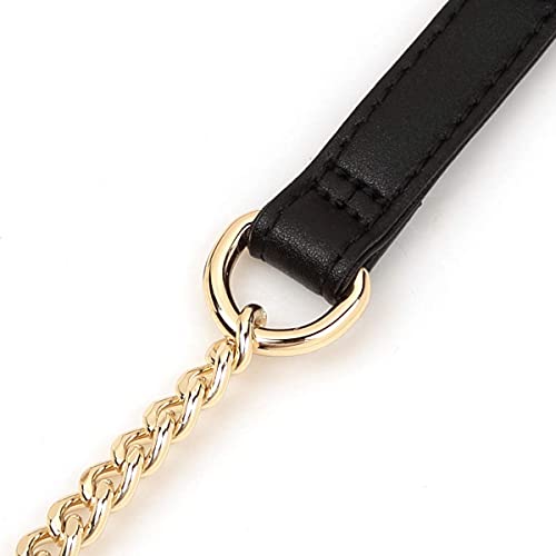 Women's Leather Adjustable Chain Strap Belt for Shoulder Bag Crossbody Bag Handbag Satchel Tote Bags Replacement 42.12-49.01 Inch (Black)