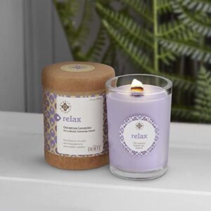 Root Candles Seeking Balance Wood Wick Spa Aromatherapy Candles, 6.5-Ounce, Relax: Geranium Lavender