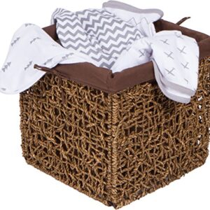 10.6" Foldable Seagrass Storage Basket with Liner and Iron Wire Frame by Trademark Innovations (Single)