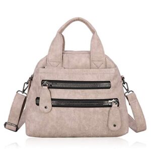angel barcelo women fashion handbag soft leather handbags multi-compartments cross body shoulder bag tote purse (pink)