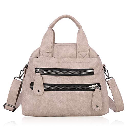 Angel Barcelo Women Fashion Handbag Soft Leather Handbags Multi-Compartments Cross Body Shoulder Bag Tote Purse (Pink)