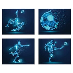 soccer wall art prints – set of 4 (8×10) unframed soccer posters – soccer room decor for men kids teenagers – soccer poster set for bedroom man cave – soccer wall decor – soccer boys bedroom decor – x-ray