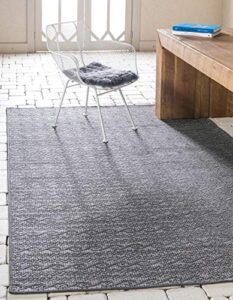 unique loom modern collection distressed, stripes, helix, vintage, indoor and outdoor area rug, 6 ft x 9 ft, gray/light gray
