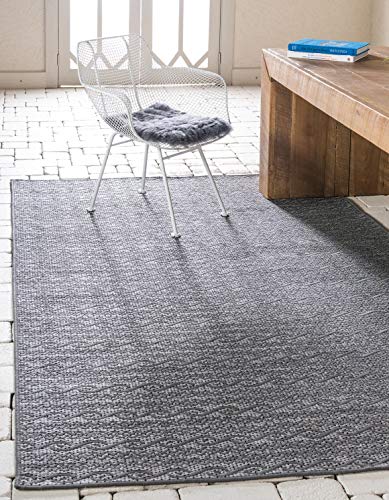 Unique Loom Modern Collection Distressed, Stripes, Helix, Vintage, Indoor and Outdoor Area Rug, 6 ft x 9 ft, Gray/Light Gray