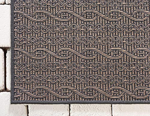 Unique Loom Modern Collection Distressed, Stripes, Helix, Vintage, Indoor and Outdoor Area Rug, 6 ft x 9 ft, Gray/Light Gray