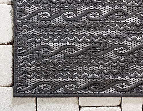 Unique Loom Modern Collection Distressed, Stripes, Helix, Vintage, Indoor and Outdoor Area Rug, 6 ft x 9 ft, Gray/Light Gray