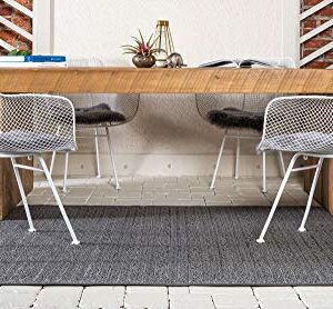 Unique Loom Modern Collection Distressed, Stripes, Helix, Vintage, Indoor and Outdoor Area Rug, 6 ft x 9 ft, Gray/Light Gray