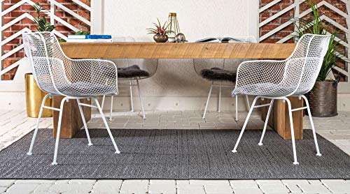 Unique Loom Modern Collection Distressed, Stripes, Helix, Vintage, Indoor and Outdoor Area Rug, 6 ft x 9 ft, Gray/Light Gray