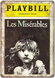 playbill broadway theatre les miserables tin sign vintage wall poster retro iron painting metal plaque sheet for bar cafe garage home gift birthday wedding
