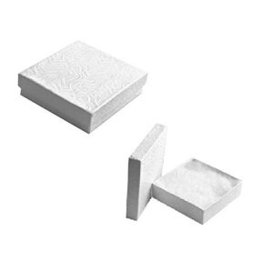 RJ Displays-20 Pack Cotton Filled Swirl White Color Jewelry Gift and Retail Boxes 3 X 3 X 1 Inch Size