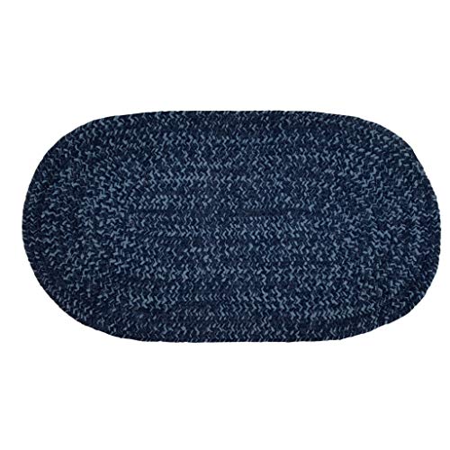 Better Trends Chenille Tweed Braid Collection is Durable and Stain Resistant Reversible Indoor Area Utility Rug 100% Polyester in Vibrant Colors, 22" x 40" Oval, Navy & Smoke Blue