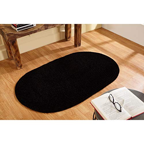 Better Trends Chenille Tweed Braid Collection is Durable and Stain Resistant Reversible Indoor Area Utility Rug 100% Polyester in Vibrant Colors, 22" x 40" Oval, Navy & Smoke Blue