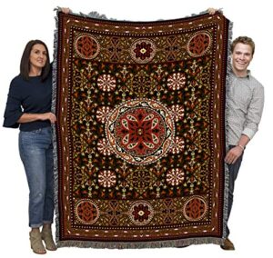 pure country weavers gothic medallion blanket – patterns gift tapestry throw woven from cotton – made in the usa (72×54)