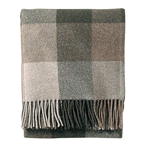 Pendleton, Eco-Wise Washable Wool Throw with Fringe, Juniper/Fawn