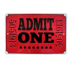 treasure gurus admit one red movie theatre ticket metal sign home theater wall decor