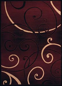 united weavers dallas bangles accent rug – burgundy, 5×8, modern indoor rug with scrollwork pattern and jute backing