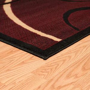 United Weavers Dallas Bangles Accent Rug – Burgundy, 5x8, Modern Indoor Rug with Scrollwork Pattern and Jute Backing