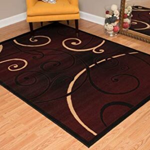 United Weavers Dallas Bangles Accent Rug – Burgundy, 5x8, Modern Indoor Rug with Scrollwork Pattern and Jute Backing