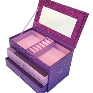 Jewelry Box for Girls - Pink and Purple Sparkles with Hearts and Pink Trim (Purple Sparkle)