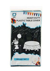 d&z 6 pack black 84″ round plastic tablecloth table cloth disposable table covers for party birthday wedding christmas