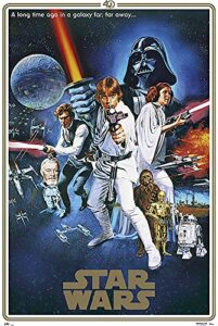 poster stop online star wars episode iv – a new hope – movie poster/print (40th anniversary gold border edition – regular style c) (size 24″ x 36″)